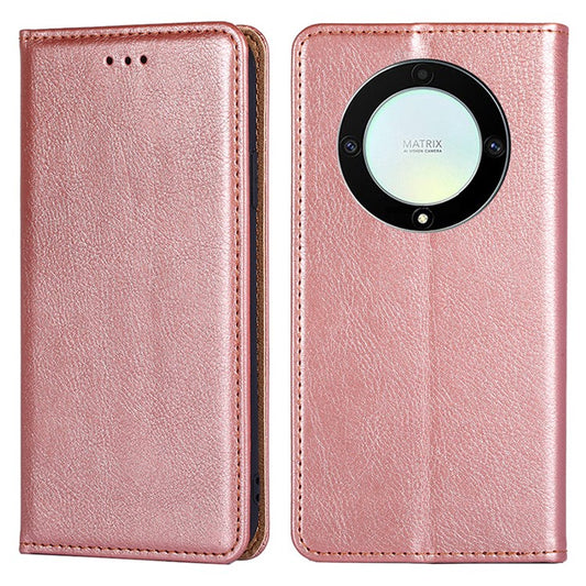For Honor X40 5G / X9a 5G / Magic5 Lite 5G PU Leather Wallet Phone Case Magnetic Auto-closing Shockproof Stand Cover - Rose Gold