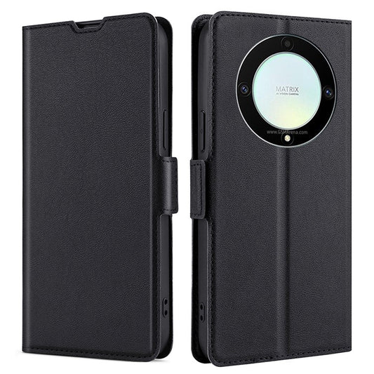 Phone Case for Honor X9a 5G / X40 5G / Magic5 Lite 5G , PU Leather Stand Card Holder Phone Cover - Black