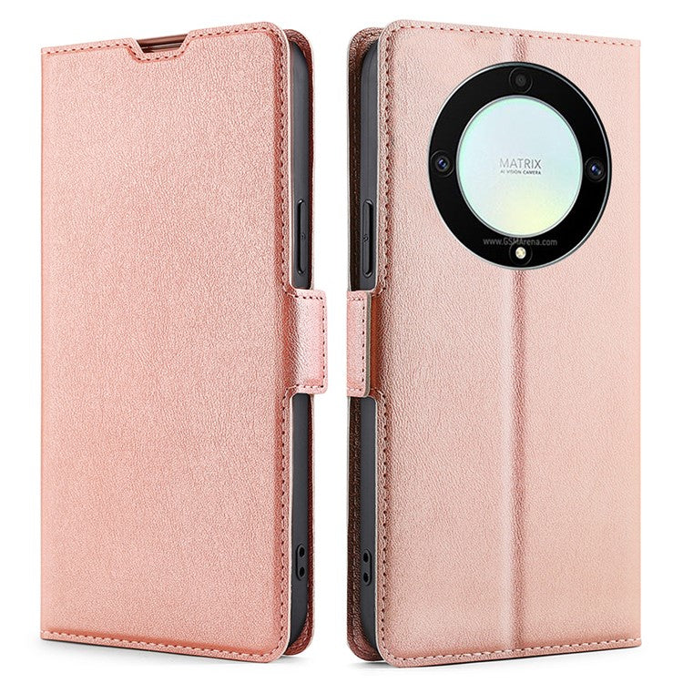 Phone Case for Honor X9a 5G / X40 5G / Magic5 Lite 5G , PU Leather Stand Card Holder Phone Cover - Rose Gold