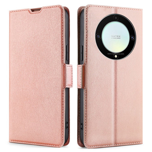 Phone Case for Honor X9a 5G / X40 5G / Magic5 Lite 5G , PU Leather Stand Card Holder Phone Cover - Rose Gold
