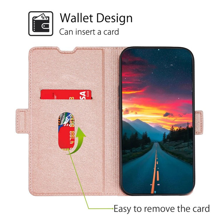 Phone Case for Honor X9a 5G / X40 5G / Magic5 Lite 5G , PU Leather Stand Card Holder Phone Cover - Rose Gold