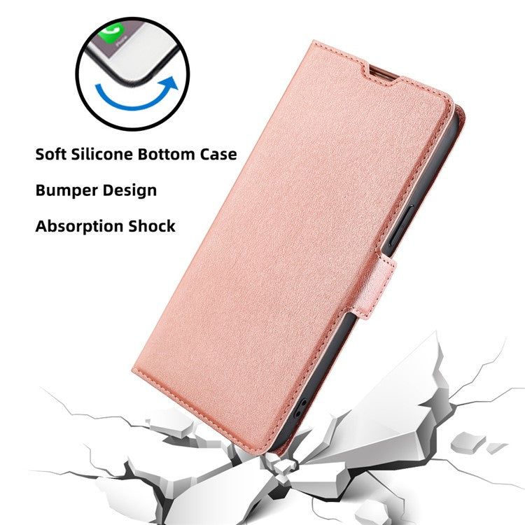 Phone Case for Honor X9a 5G / X40 5G / Magic5 Lite 5G , PU Leather Stand Card Holder Phone Cover - Rose Gold