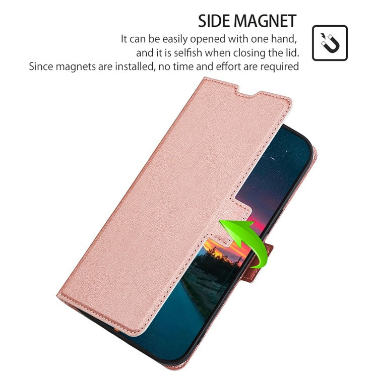 Phone Case for Honor X9a 5G / X40 5G / Magic5 Lite 5G , PU Leather Stand Card Holder Phone Cover - Rose Gold