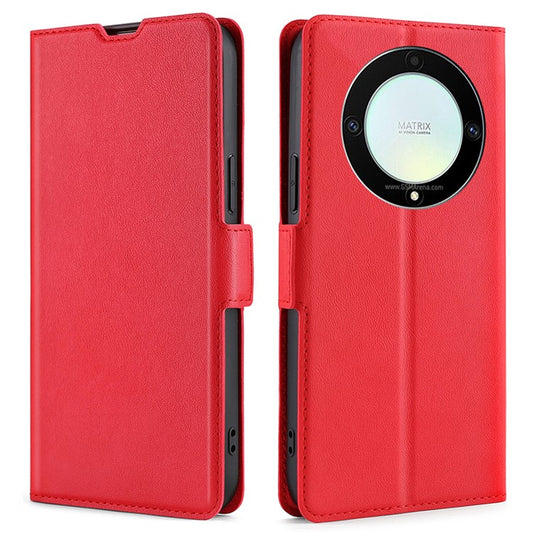 Phone Case for Honor X9a 5G / X40 5G / Magic5 Lite 5G , PU Leather Stand Card Holder Phone Cover - Red