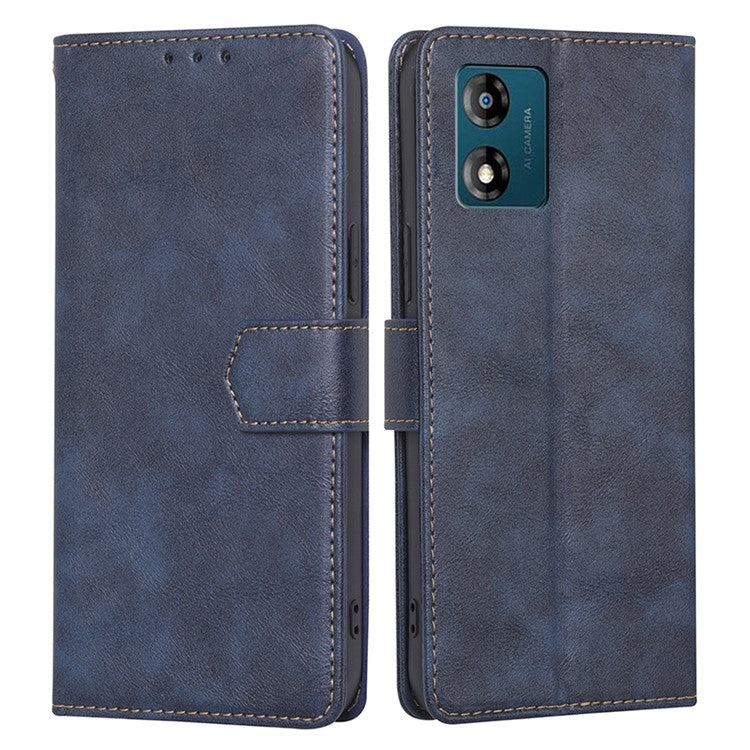 PU Leather Phone Case for Motorola Moto E13 4G Flip Stand RFID Blocking Wallet Phone Cover - Blue