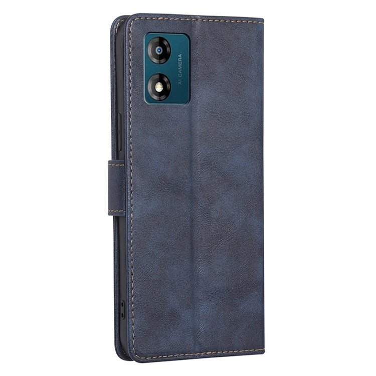 PU Leather Phone Case for Motorola Moto E13 4G Flip Stand RFID Blocking Wallet Phone Cover - Blue