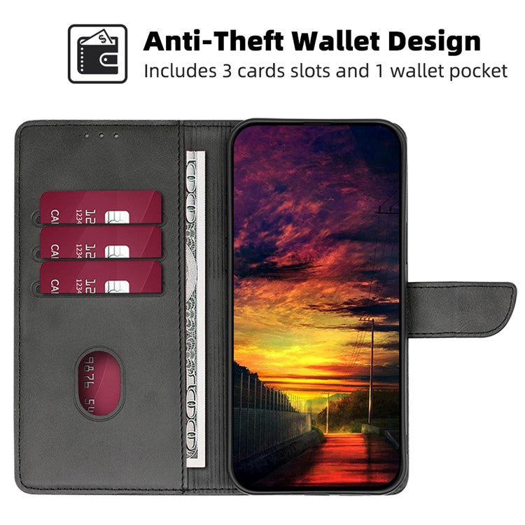 PU Leather Phone Case for Motorola Moto E13 4G Wallet Stand Magnetic Phone Cover - Black