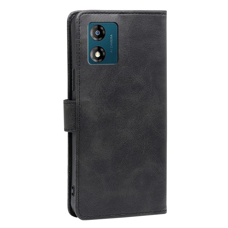 PU Leather Phone Case for Motorola Moto E13 4G Wallet Stand Magnetic Phone Cover - Black