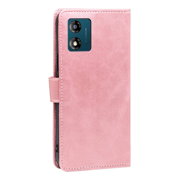PU Leather Phone Case for Motorola Moto E13 4G Wallet Stand Magnetic Phone Cover - Rose Gold