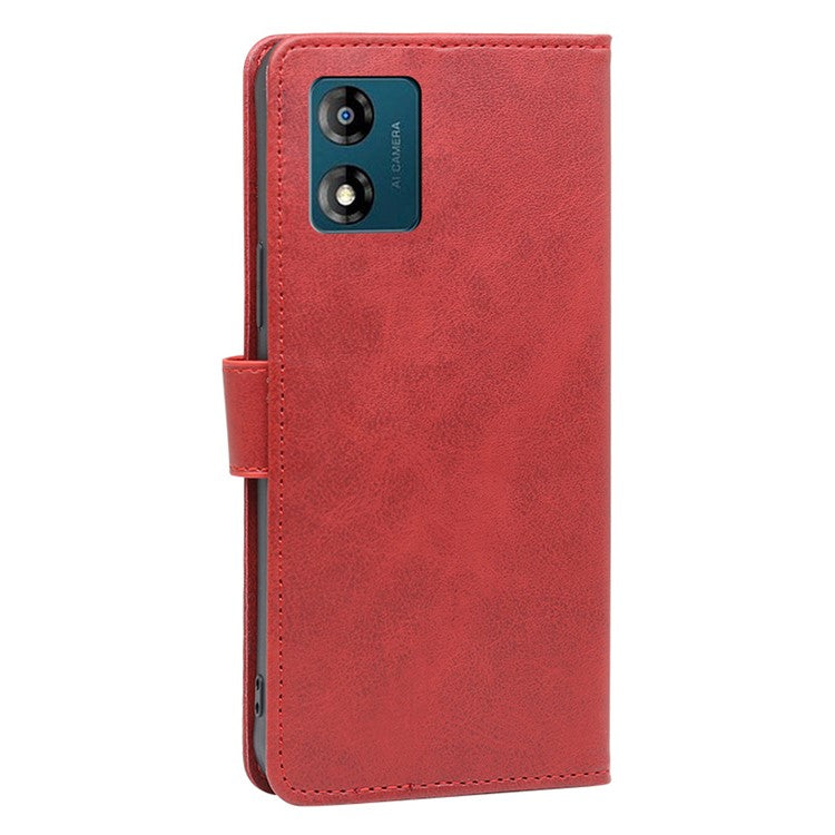 PU Leather Phone Case for Motorola Moto E13 4G Wallet Stand Magnetic Phone Cover - Red
