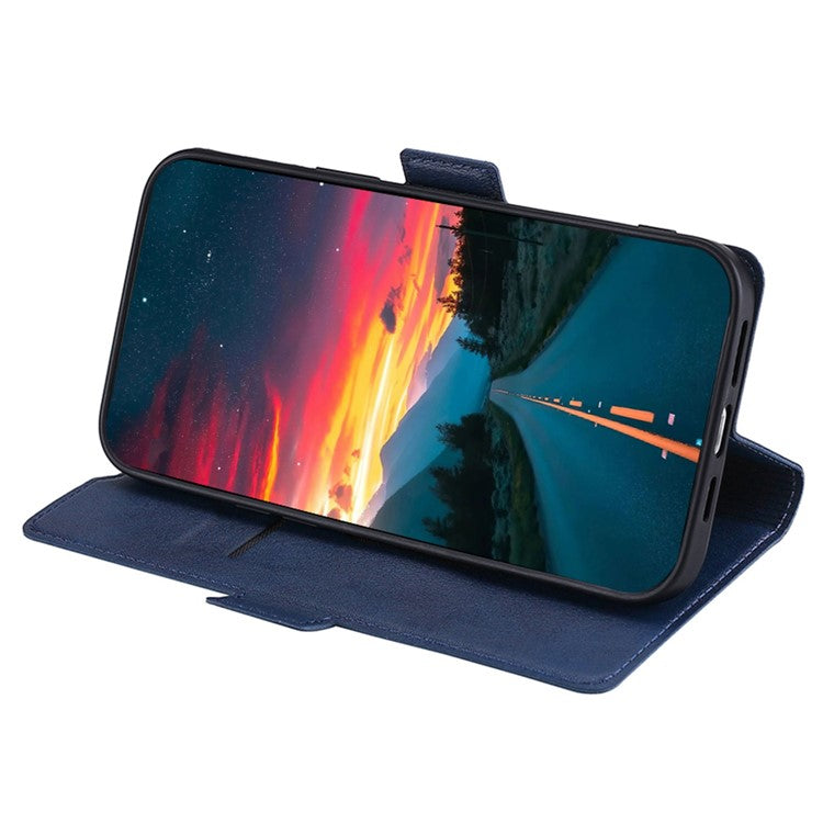 Stand Cell Phone Case for Motorola Moto E13 4G PU Leather Card Holder Protective Phone Cover - Blue