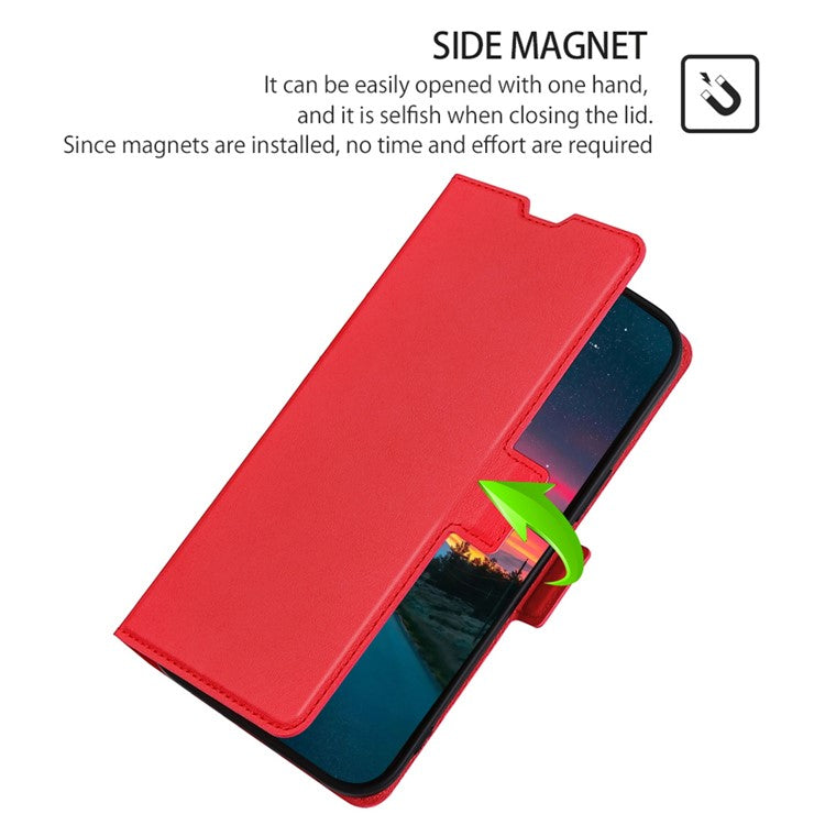 Stand Cell Phone Case for Motorola Moto E13 4G PU Leather Card Holder Protective Phone Cover - Red