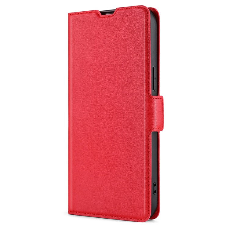 Stand Cell Phone Case for Motorola Moto E13 4G PU Leather Card Holder Protective Phone Cover - Red