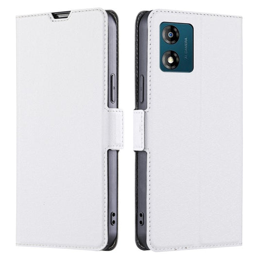 Stand Cell Phone Case for Motorola Moto E13 4G PU Leather Card Holder Protective Phone Cover - White