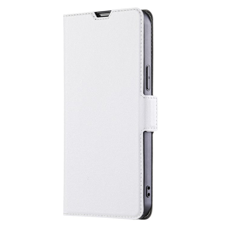 Stand Cell Phone Case for Motorola Moto E13 4G PU Leather Card Holder Protective Phone Cover - White