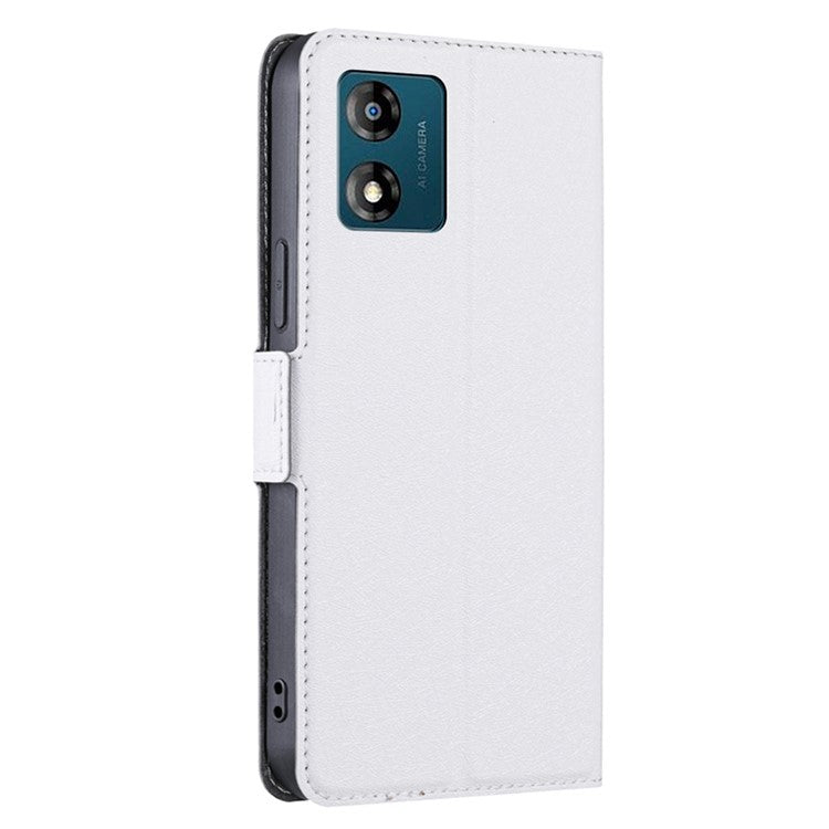 Stand Cell Phone Case for Motorola Moto E13 4G PU Leather Card Holder Protective Phone Cover - White