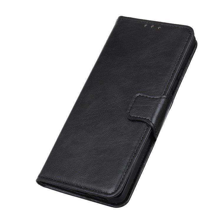 For Honor X9a 5G / X40 5G / Magic5 Lite 5G Crazy Horse Texture Phone Case Stand PU Leather Wallet Cover - Black