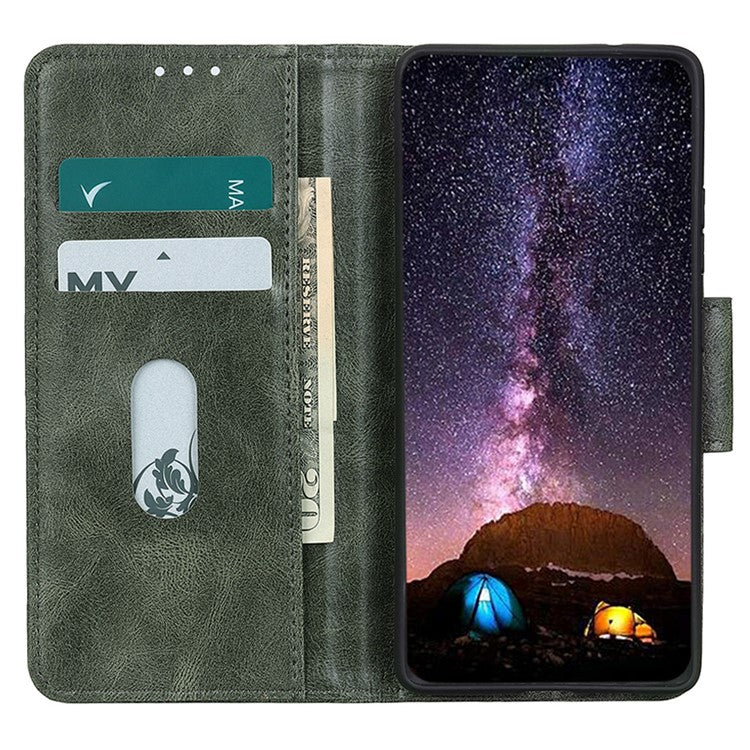 For Honor X9a 5G / X40 5G / Magic5 Lite 5G Crazy Horse Texture Phone Case Stand PU Leather Wallet Cover - Blackish Green