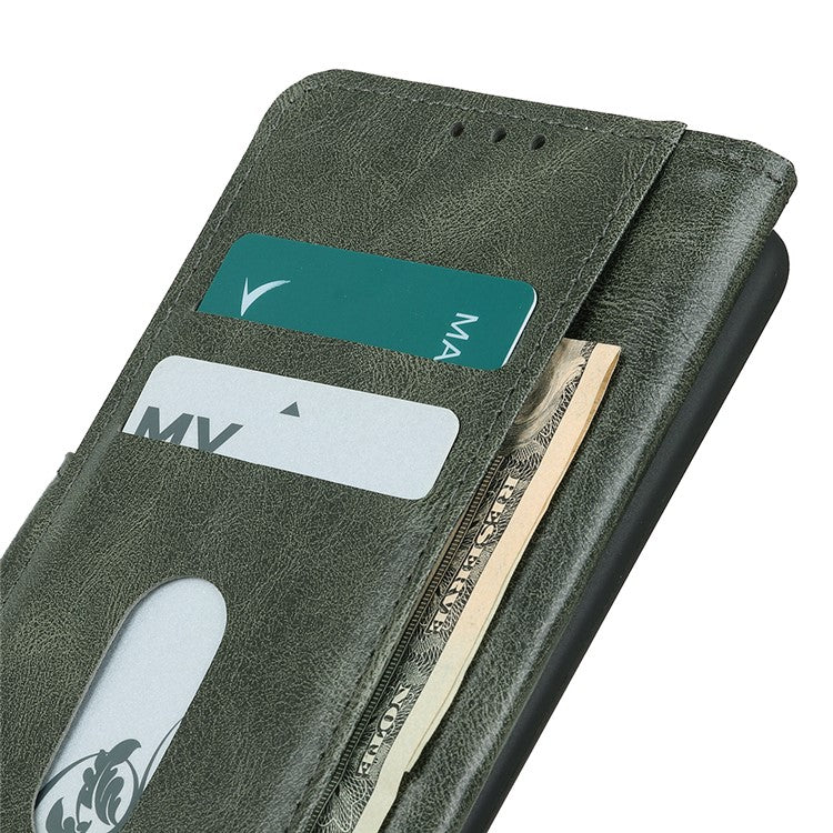 For Honor X9a 5G / X40 5G / Magic5 Lite 5G Crazy Horse Texture Phone Case Stand PU Leather Wallet Cover - Blackish Green