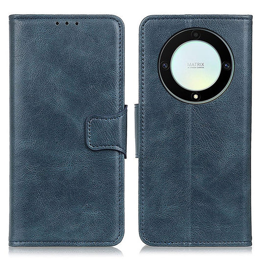 For Honor X9a 5G / X40 5G / Magic5 Lite 5G Crazy Horse Texture Phone Case Stand PU Leather Wallet Cover - Blue