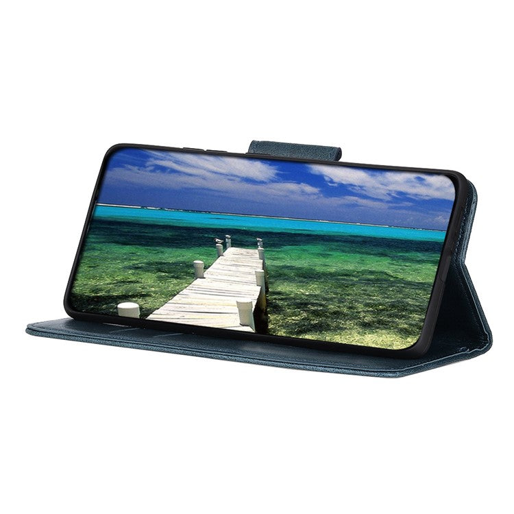 For Honor X9a 5G / X40 5G / Magic5 Lite 5G Crazy Horse Texture Phone Case Stand PU Leather Wallet Cover - Blue