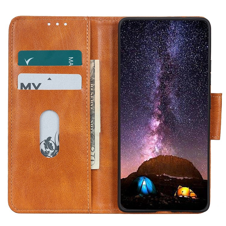 For Honor X9a 5G / X40 5G / Magic5 Lite 5G Crazy Horse Texture Phone Case Stand PU Leather Wallet Cover - Brown