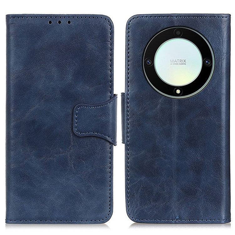 For Honor X9a 5G / X40 5G / Magic5 Lite 5G Crazy Horse Texture Wallet Phone Cover Split Leather Phone Stand Case - Blue