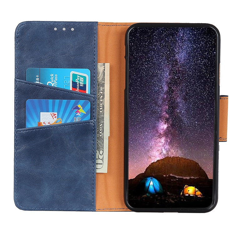 For Honor X9a 5G / X40 5G / Magic5 Lite 5G Crazy Horse Texture Wallet Phone Cover Split Leather Phone Stand Case - Blue
