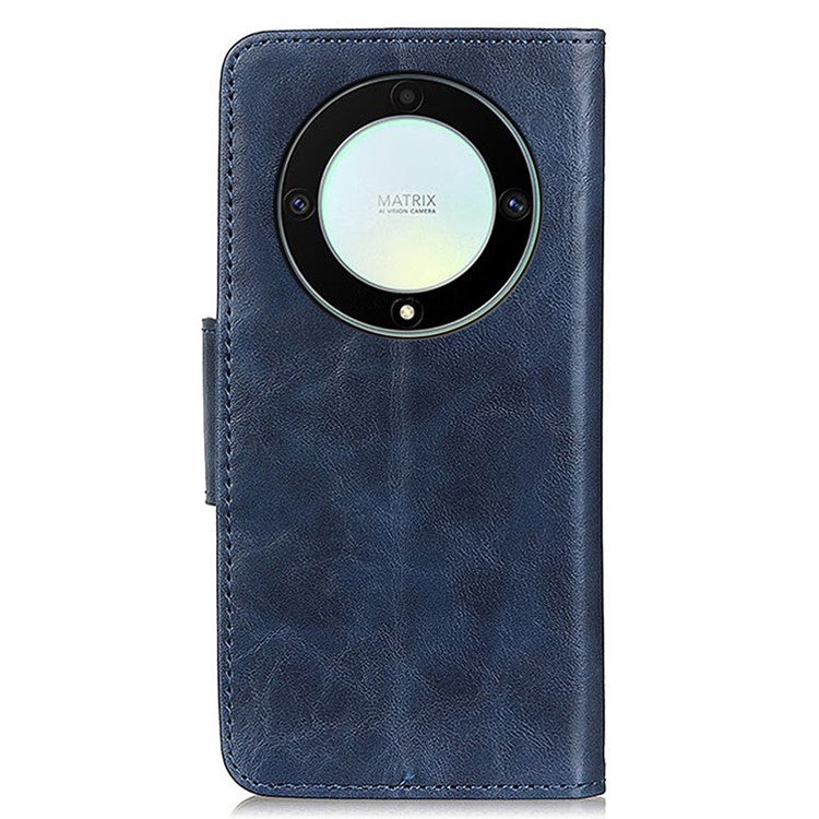 For Honor X9a 5G / X40 5G / Magic5 Lite 5G Crazy Horse Texture Wallet Phone Cover Split Leather Phone Stand Case - Blue