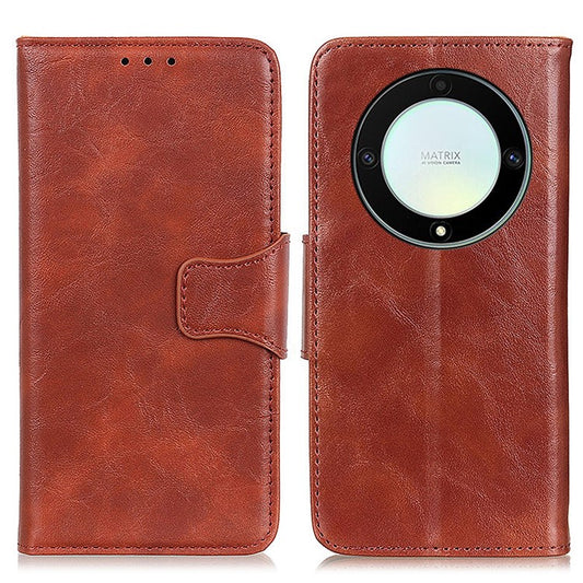 For Honor X9a 5G / X40 5G / Magic5 Lite 5G Crazy Horse Texture Wallet Phone Cover Split Leather Phone Stand Case - Brown