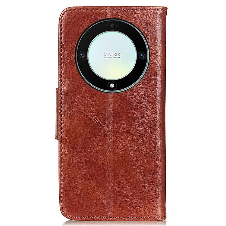 For Honor X9a 5G / X40 5G / Magic5 Lite 5G Crazy Horse Texture Wallet Phone Cover Split Leather Phone Stand Case - Brown