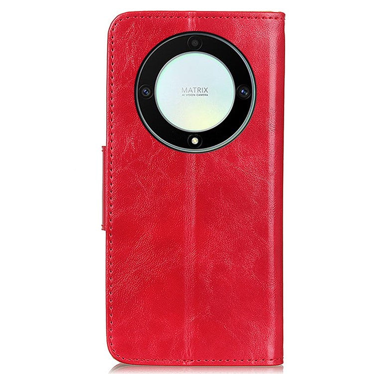 For Honor X9a 5G / X40 5G / Magic5 Lite 5G Crazy Horse Texture Wallet Phone Cover Split Leather Phone Stand Case - Red