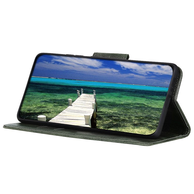 For Honor X7a 5G Crazy Horse Texture PU Leather Wallet Phone Case Drop-proof Folding Stand Cover - Blackish Green