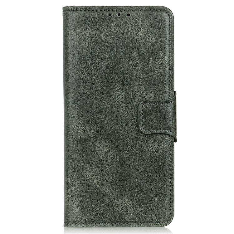 For Honor X7a 5G Crazy Horse Texture PU Leather Wallet Phone Case Drop-proof Folding Stand Cover - Blackish Green