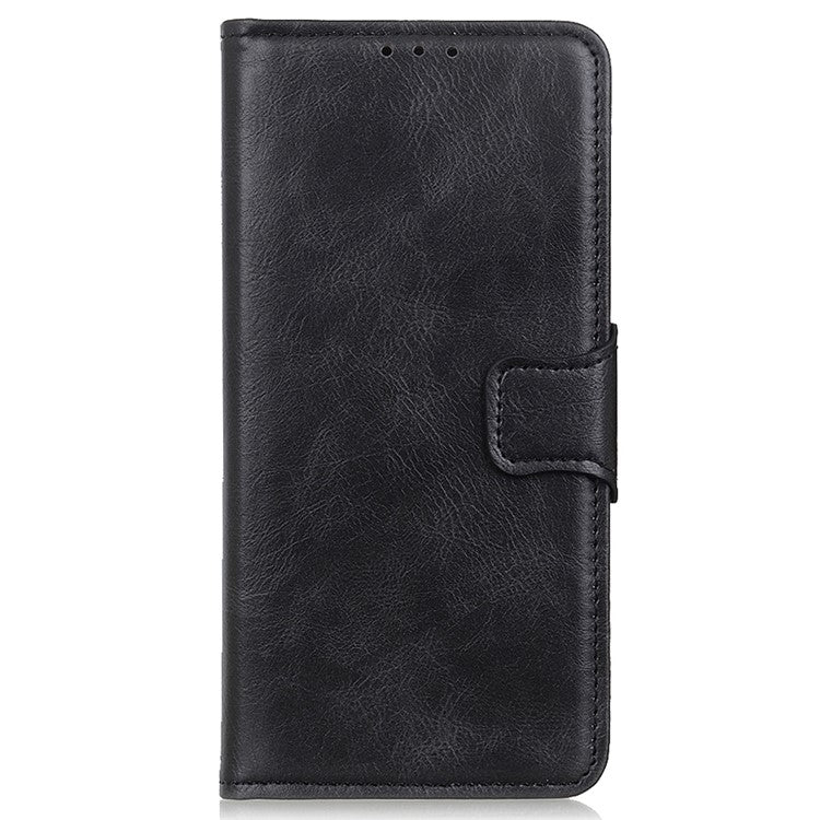 For Honor X7a 5G Crazy Horse Texture PU Leather Wallet Phone Case Drop-proof Folding Stand Cover - Black