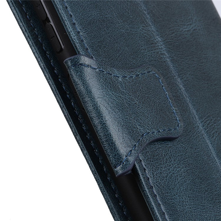 For Honor X7a 5G Crazy Horse Texture PU Leather Wallet Phone Case Drop-proof Folding Stand Cover - Blue