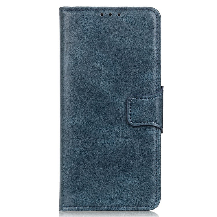 For Honor X7a 5G Crazy Horse Texture PU Leather Wallet Phone Case Drop-proof Folding Stand Cover - Blue