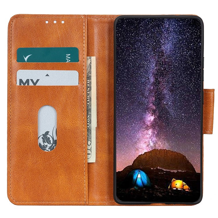 For Honor X7a 5G Crazy Horse Texture PU Leather Wallet Phone Case Drop-proof Folding Stand Cover - Brown