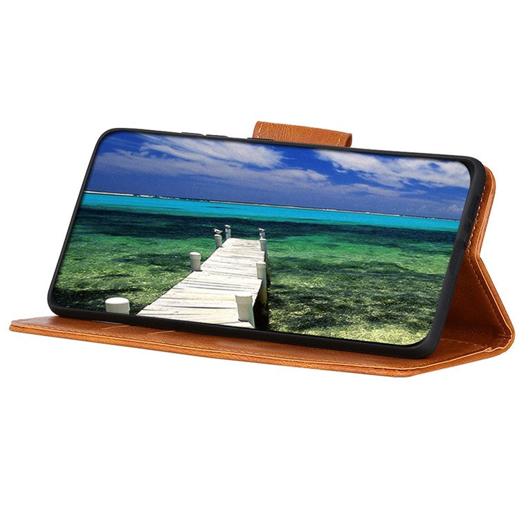 For Honor X7a 5G Crazy Horse Texture PU Leather Wallet Phone Case Drop-proof Folding Stand Cover - Brown