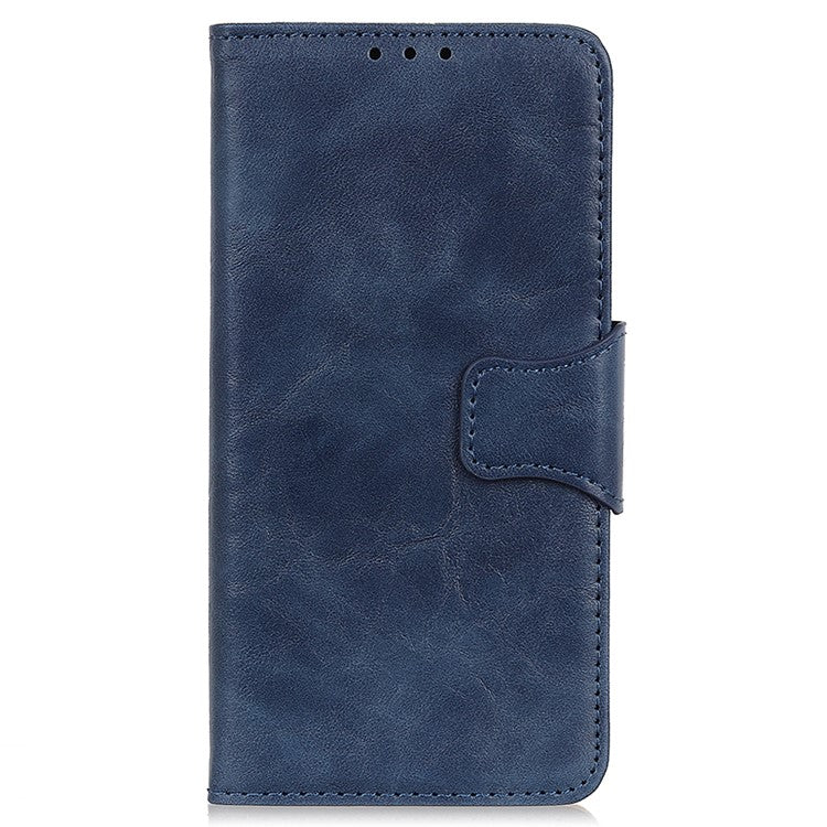 For Honor X7a 5G Crazy Horse Texture Split Leather Wallet Cover Shockproof Cell Phone Stand Case - Blue