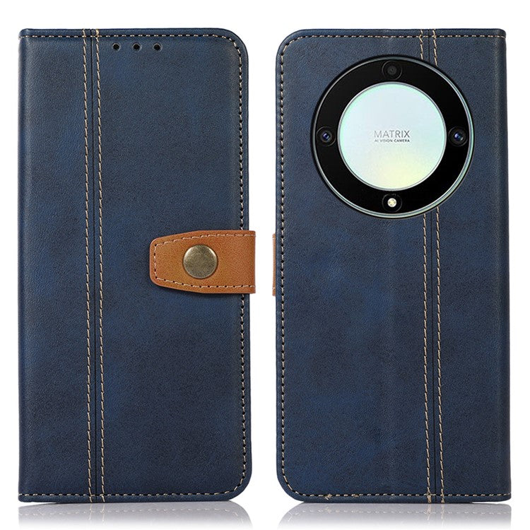 For Honor X9a 5G / X40 5G / Magic5 Lite 5G PU Leather Phone Case Calf Texture Stand Wallet Cover - Sapphire