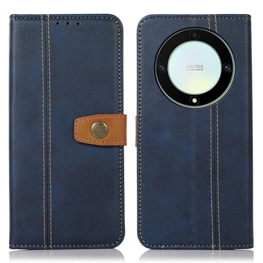 For Honor X9a 5G / X40 5G / Magic5 Lite 5G PU Leather Phone Case Calf Texture Stand Wallet Cover - Sapphire