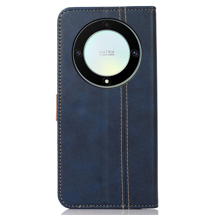 For Honor X9a 5G / X40 5G / Magic5 Lite 5G PU Leather Phone Case Calf Texture Stand Wallet Cover - Sapphire
