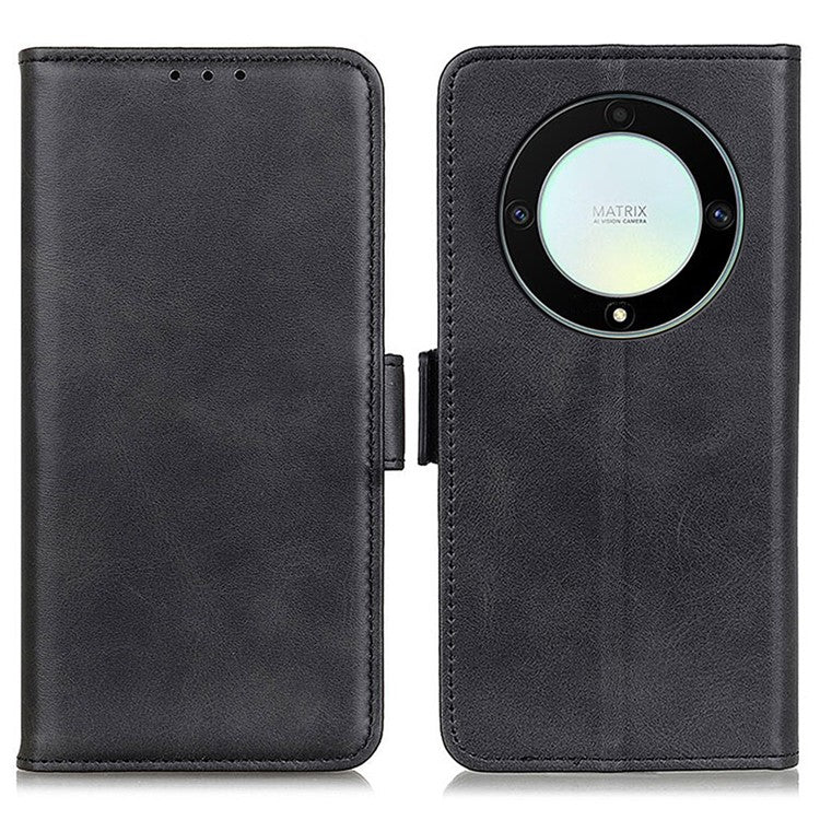 For Honor X9a 5G / X40 5G / Magic5 Lite 5G Phone Wallet Case Cowhide Texture Leather Stand Phone Cover - Black