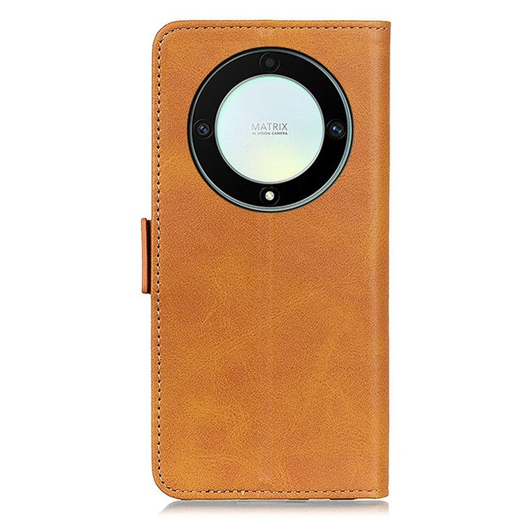 For Honor X9a 5G / X40 5G / Magic5 Lite 5G Phone Wallet Case Cowhide Texture Leather Stand Phone Cover - Yellow