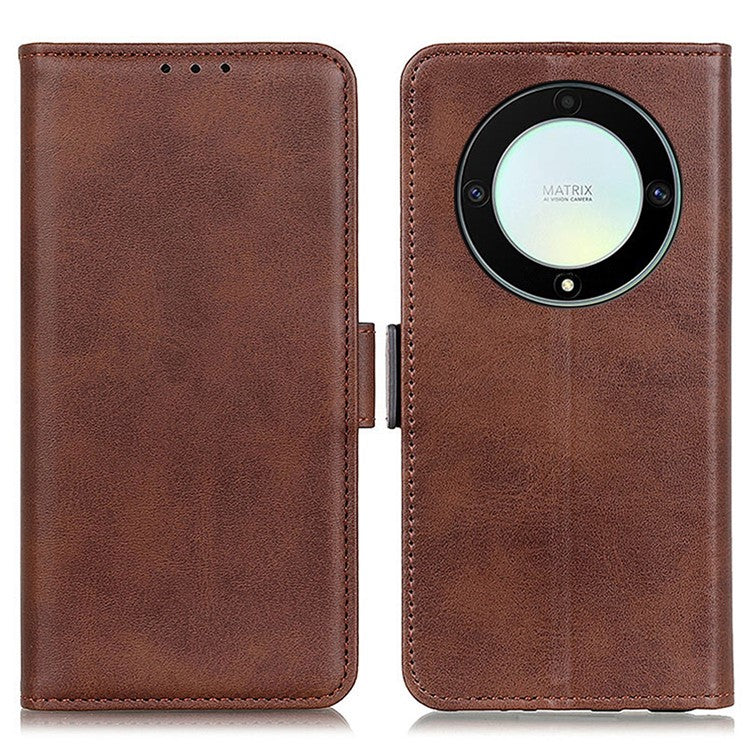 For Honor X9a 5G / X40 5G / Magic5 Lite 5G Phone Wallet Case Cowhide Texture Leather Stand Phone Cover - Brown