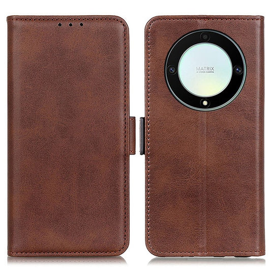 For Honor X9a 5G / X40 5G / Magic5 Lite 5G Phone Wallet Case Cowhide Texture Leather Stand Phone Cover - Brown