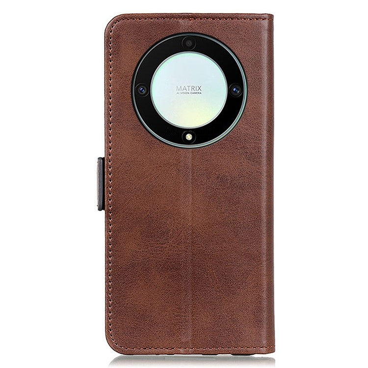 For Honor X9a 5G / X40 5G / Magic5 Lite 5G Phone Wallet Case Cowhide Texture Leather Stand Phone Cover - Brown