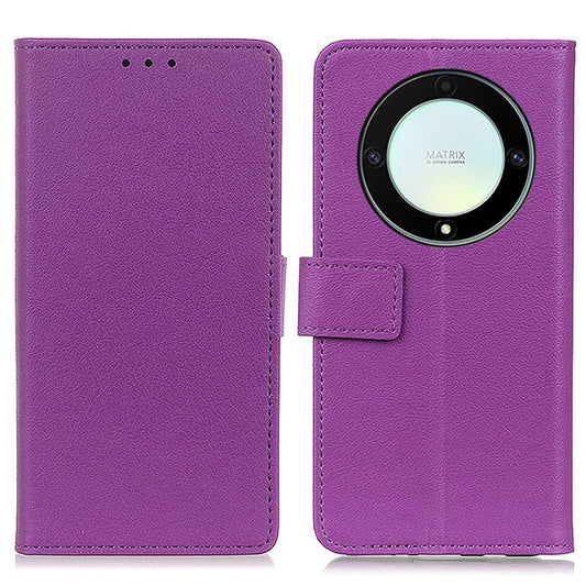 For Honor X9a 5G / X40 5G / Magic5 Lite 5G Wallet PU Leather Phone Case Stand Anti-drop Phone Cover - Purple