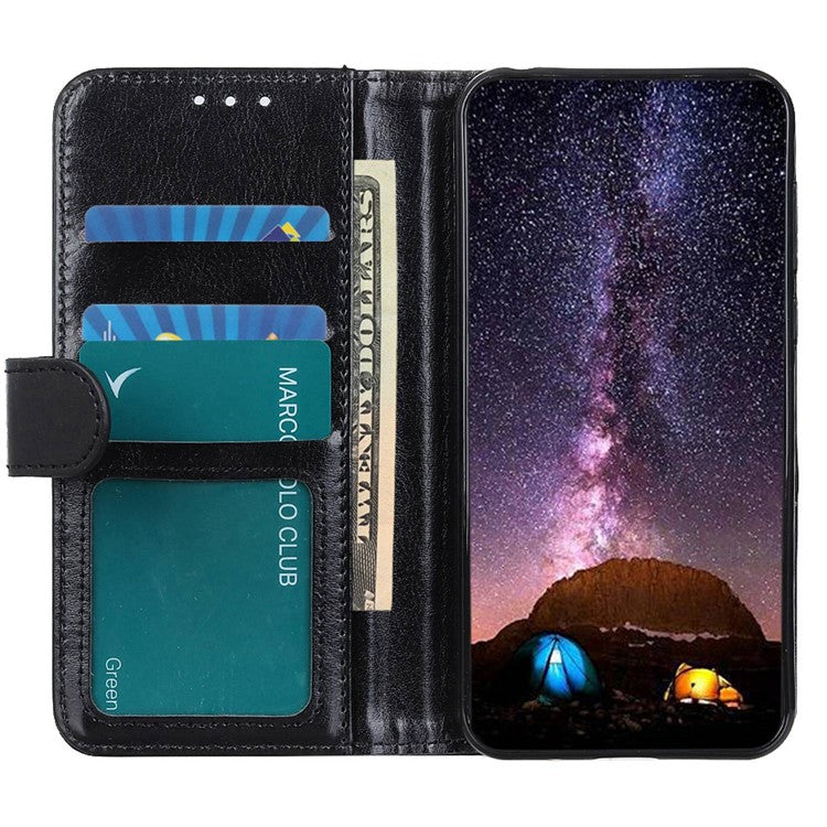 For Honor X9a 5G / X40 5G / Magic5 Lite 5G Stand Phone Case Crazy Horse Texture Wallet Phone Leather Cover - Black